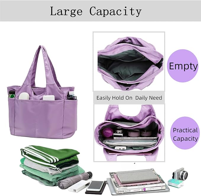 SOYMWIN Tote Bag for Women,Large Tote Bag with Compartments and Multiple Pockets,Quilted Shoulder Bag for Travel Work Sports | Large - Image 5