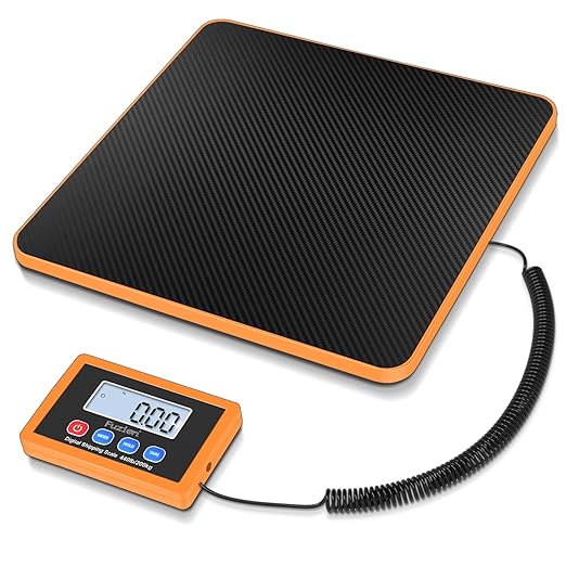 Fuzion Shipping Scale, 440LB x 10g Accurate Digital Postal Scale, Hold/Tare | Carbon Fiber Platform, Digital Shipping Scale for Packages, Luggage, Mailing, Small Pet, Battery & AC Adapter Included by Fuzion%C2%AE