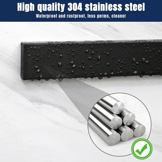 Dmore magnetic knife holder for wall—with 4 hooks, No Drilling 23 Inch black knife magnetic strip, Powerful knife magnet rack, include Adhesive Tape and screws for Knives, Utensils, and Tools - Image 7