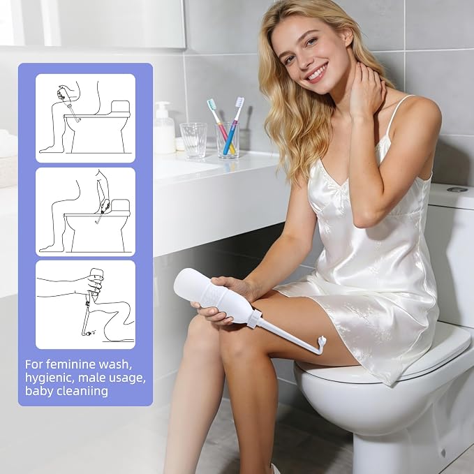 Hibbent Portable Bidet for Travel, Handheld Travel Bidet for Personal Hygiene Care, Personal Cleansing Use, Extended Nozzle, 21.8oz(620ml), White - Image 7