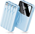 15000mAh Portable Charger Power Bank, Smaller Built-in 4 Cables SkyBlue | 22.5W 50% More Capacity, 45% Smaller, Slim Travel Essential Battery Pack, 30-Min Fast Charge to 50% for iPhone/Samsung by Unknown
