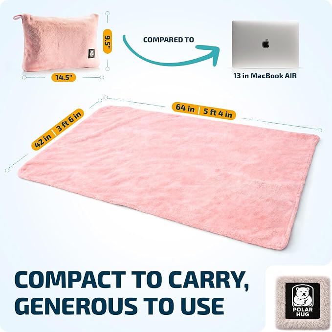 Travel Blanket and Pillow Set — Airplane Blanket with Inflatable Pillow and Cotton Case, Compact Travel Blanket with Back-Neck Snaps for Long Flights - Image 6