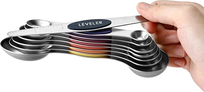 Spring Chef Stainless Steel 8 Magnetic Measuring Spoons, Mountain Sunrise | Nesting Metal Teaspoon & Tablespoon Measuring Spoons with Leveler for Dry & Liquid Ingredients, Dual Sided, Dishwasher Safe - Image 8