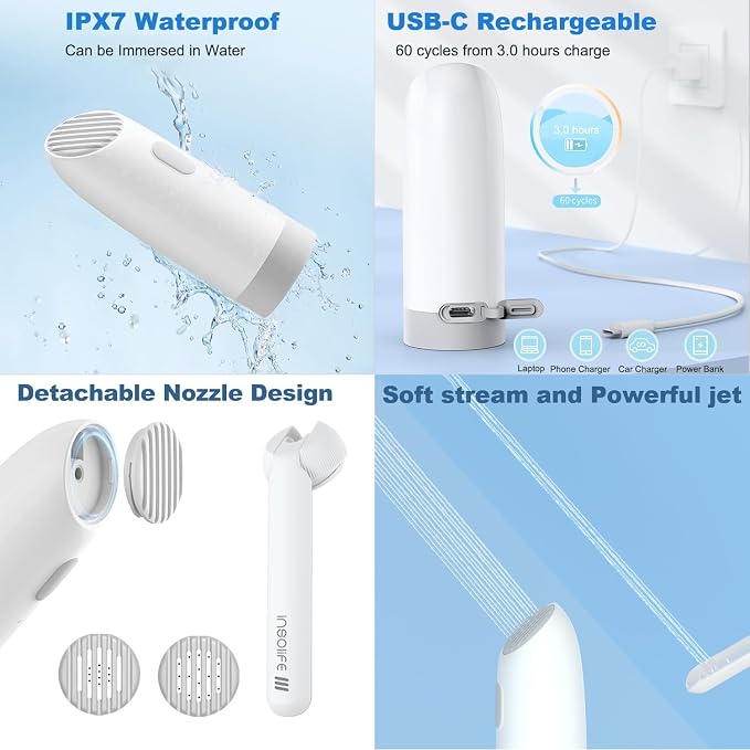 Portable Bidet | High Pressure | Travel Bidets with 2 Different Nozzle | Rechargeable Electric Portable Bidet for Men & Women | Portable Bidets for Travel (‌Military Green) - Image 6