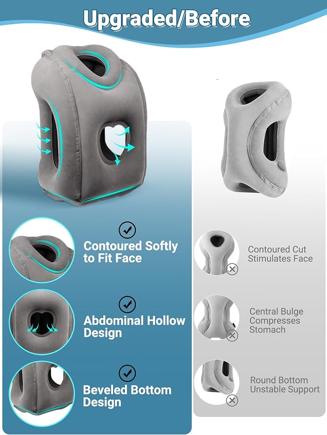 Maliton Inflatable Travel Pillow for Airplane (Dark Grey) | Comfortable Sleeping to Relieve Neck & Shoulder Pain,Support Head Inflatable Pillow for Long Flights, Used for Cars,Trains - Image 3