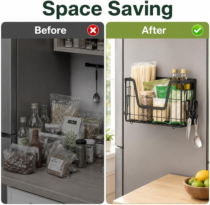 UFORU Magnetic Shelf for Fridge, Strong Magnet Storage Rack for Kitchen | 2 Pack Set, Holds Up to 30 lbs, Spacious Hollow Basket Design, Upgraded Material, Durable Construction, Space-Saving Storage - Image 2