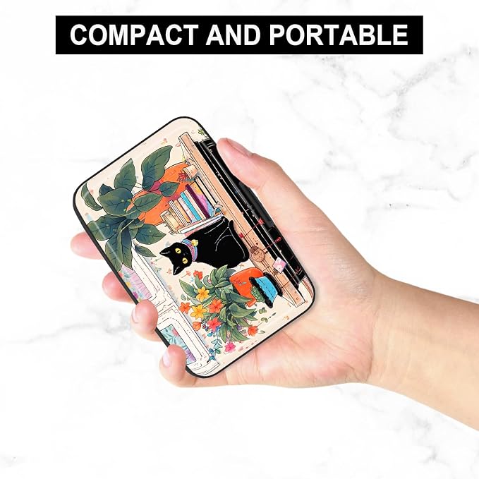 Credit Card Holder, Mini Aluminum Card Wallet RFID Blocking Slim Metal Hard Card Case for Women Men, Cat on Closet - Image 5