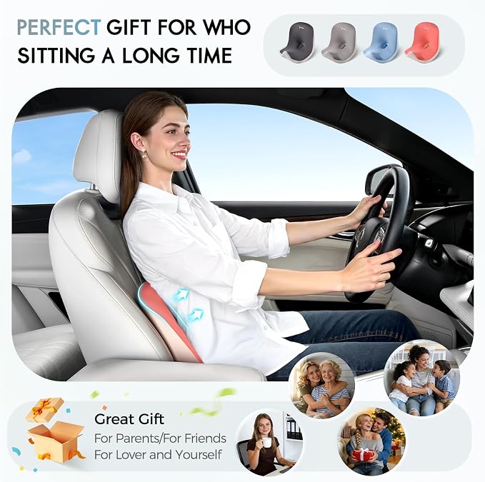 Car Seat Cushion and Lumbar Support Pillow, Larger Memory Foam Seat Cushion, Ergonomic L-Shaped Design Cushion for Back Pain Relief, Non-Slip Driving Cushion for Car, Office, Truck, Gifts for Mom-Pink - Image 7