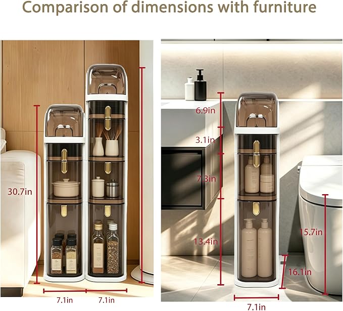 BGYMF 3-Tier Slim Bathroom Storage Cabinet, Slim Cabinet for Bathroom, Narrow Rolling Storage Cart with Wheels, White Plastic Slim Organizer for Small Bathroom Kitchen Laundry Corner - Image 2
