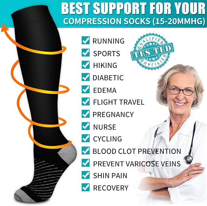 Copper Compression Socks for Women & Men (6 pairs) - Best Support for Nurses, Running, Hiking, Recovery - Image 5