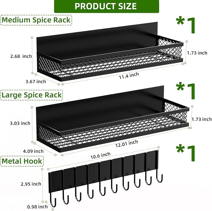 Magnetic Spice Rack for Refrigerator, 3 Pack Magnetic Shelf for Refrigerator, Movable Magnetic Basket is Used for Side Storage in Ovens, Microwaves, or Washing Machines - Image 6