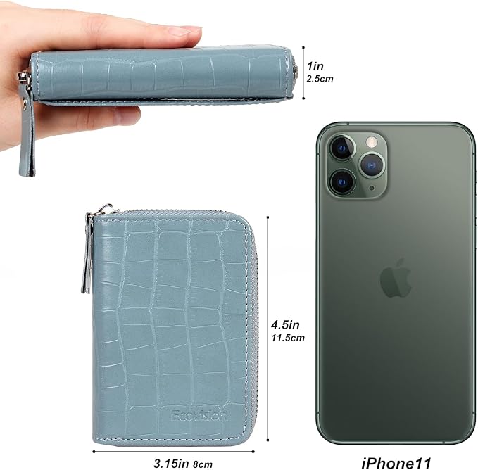 Credit Card Wallet, RFID Card Case Wallet, Zipper Card Cases Holder for Men Women, RFID Blocking, KeyChain Wallet, Compact Size Card Organizer Case for Women - Image 6