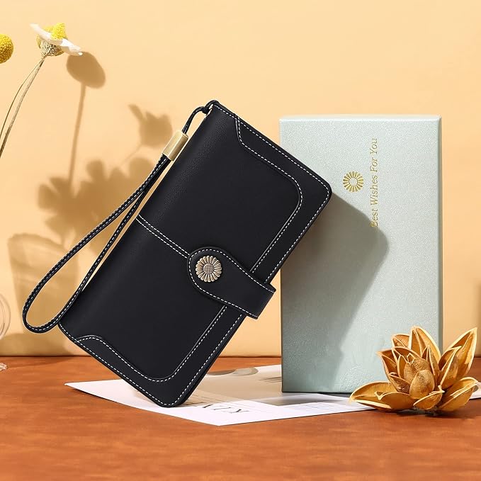 Wallets for Women Trifold Wristlet Wallets Large Capacity RFID Blocking Ladies Purse Credit Card Holder - Image 6