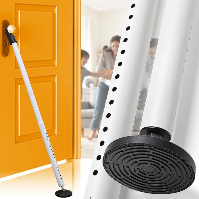 Heavy Duty Door Security Bar, 24.5"-50.7" Adjustable Door Stopper with Large Anti-Slip Base, 360° Swivel Foot, Portable Door Brace for Hinged Doors, Sliding Windows, Hotel & Apartment by Wefaith
