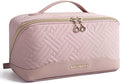 BAGSMART Makeup Bag Cosmetic Bag, Travel Makeup Bag,Water-resistent Makeup Bags for Women Portable Pouch Open Flat Make Up Organizer Bag for Toiletries, Brushes, Pink by BAGSMART