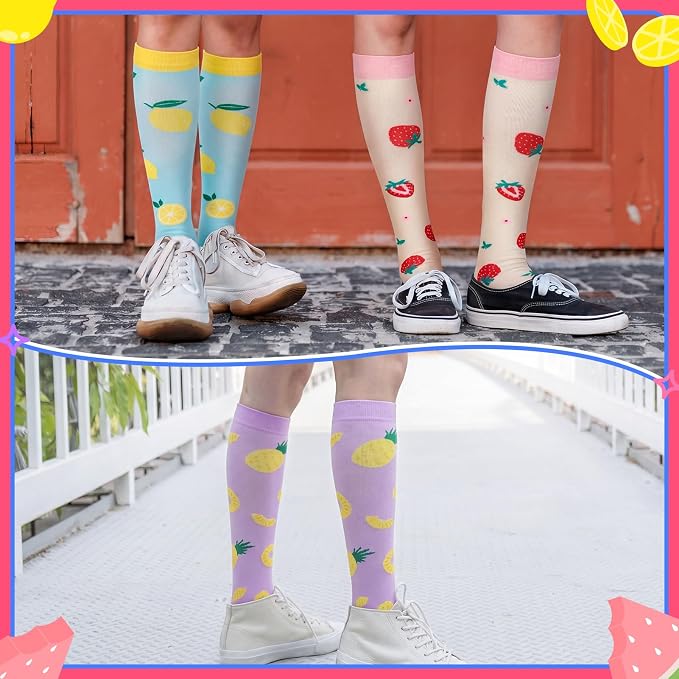 6 Pairs Compression Socks for Women Men, Wide Calf | Knee High Compression Socks, Graduated 14.5 - 30.9 mmHg Support, Women Nurses Travel Yoga Running Circulation - Image 3