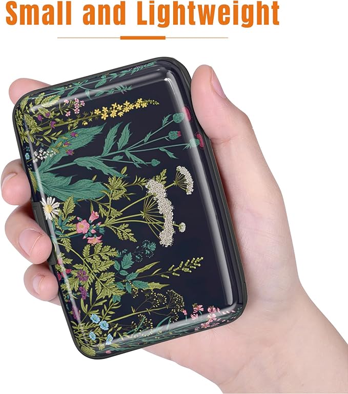 Rimilak Aluminuml Credit Card Holder,Daisy Flower | Mini Credit Card Wallet RFID Blocking Slim Metal Hard Case for Women Men - Image 3
