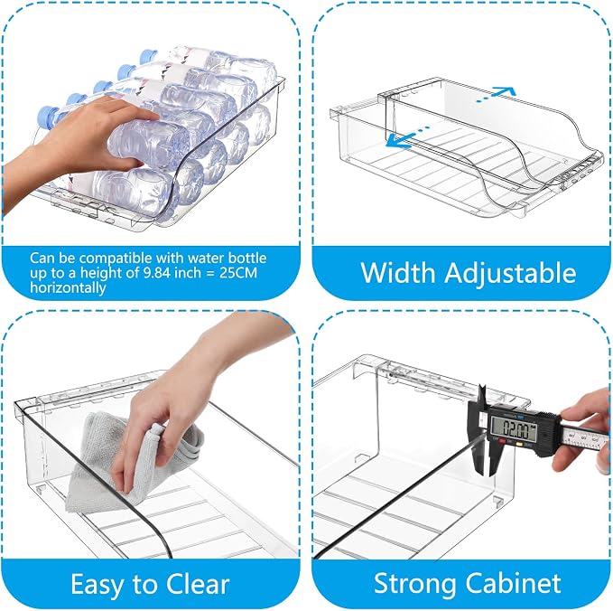 Clear Width Adjustable Soda Can Organizer for Refrigerator Fridge | Expandable Soda Can Dispenser for Beer Seltzer Soda Pop Can Soda Expand Organizer for Fridge Kitchen Pantry Storage Container - Image 8