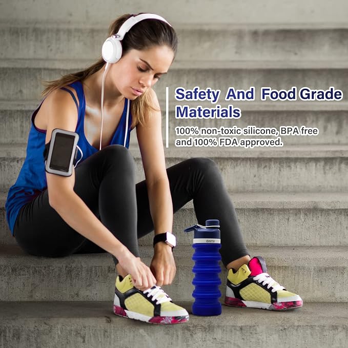 ONTA Collapsible BPA Free Silicone Water Bottle, 20oz - Portable, Leakproof, Easy Clean, Shatter Resistant, Travel Friendly - Image 9