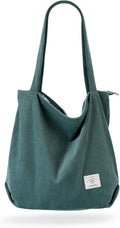 KALIDI Women Corduroy Tote Bag Zipper Casual Tote's Handbag Big Capacity Shoulder Bag with Pockets by KALIDIFANCYFOREST