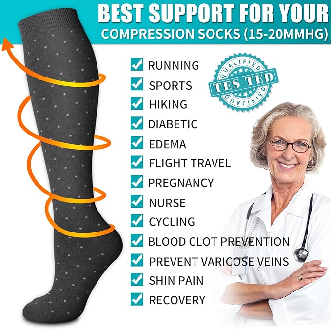 Copper Compression Socks for Women & Men (6 pairs) - Best Support for Nurses, Running, Hiking, Recovery - Image 5