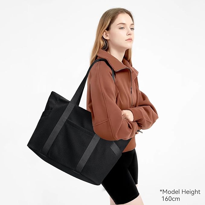 Tote Bag for Women, Casual Hobo Handbags with Compartments | Water Repellent Corduroy Large Capacity Fits 15.6" Laptop Zipper Closure for Travel Work School - Image 2