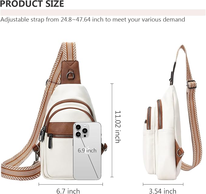 Anti-theft Chest Bags Women Small PU Leather Sling Fanny Pack | RFID Blocking,Safety Zipper,5 Card Slots,Adjustable Strap,Large Capacity,Multi Pockets,Faux Leather,Daypack,Bum Bags,Travel - Image 4