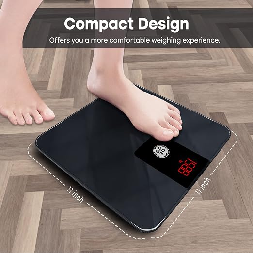 GE Bathroom Scale for Body Weight, Digital Smart Accurate 400 lb Weighing | Basic Bath Weight Watcher Scales, Bluetooth Electronic Home Weighing Machine for Weight and BMI Tracking, 11", Black - Image 4