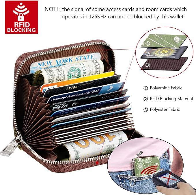 FurArt Zipper Wallet Women RFID Credit Card Holder keychain Wallet | ID Window RFID Blocking Compact Small business 15/16 slots - Image 5