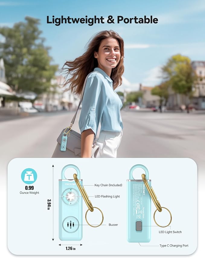 TECKNET Rechargeable Personal Safety Alarm for Women, 2-Pack 130dB Personal Alarm with SOS Strobe Light, Low Battery Notice, Keychain Alarms Loud Siren for Girls Kids Elderly - Image 5