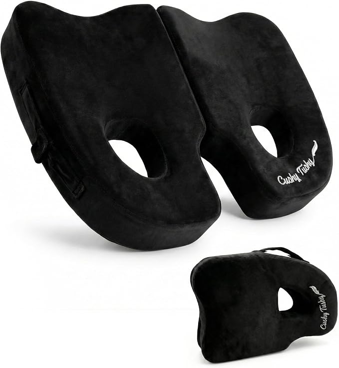 Premium Foldable Piriformis Seat Cushion - Piriformis Pain and Sciatic Pain Relief Cushion - for Home & Office Use, Perfect for Travel or Driving by CushyTushy
