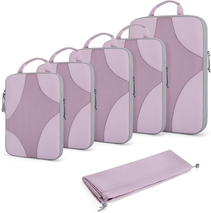 Bagsmart Compression Packing Cubes, Travel Bag Cruise Ship Essentials | Lightweight, Compressible Suitcase Organizer Set fit Standard Carry-On & Checked Luggage, 6 Set, 14 Set Washable Packing Bags by BAGSMART