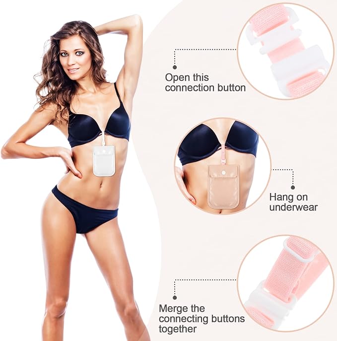 2 Pieces Travel Bra Wallet for Women Hidden Bra Wallet Pickpocket Proof Under Clothes Money Belt Pouch Secret for Passport Money Valuables(4 x 5.4 Inch,White, Pink) - Image 3