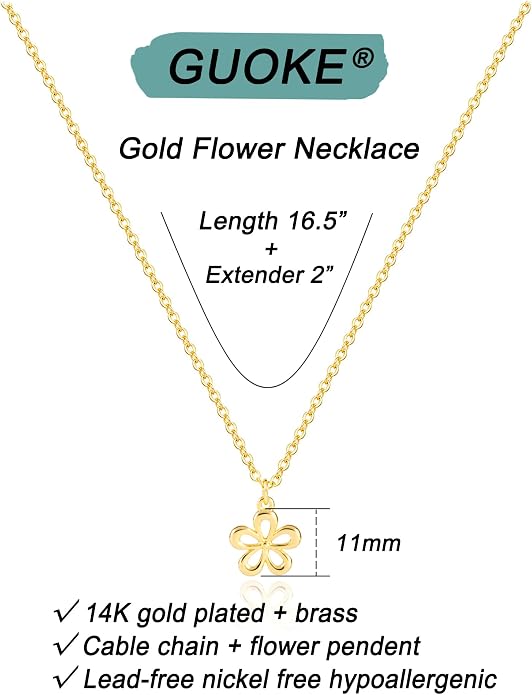 Gold Necklace for Women, Dainty Charm Pendant Necklace Jewelry Gift | 14K Gold Plated, Cute, Delicate, Adults, Non Tarnish, Hypoallergenic, Accessories - Image 6