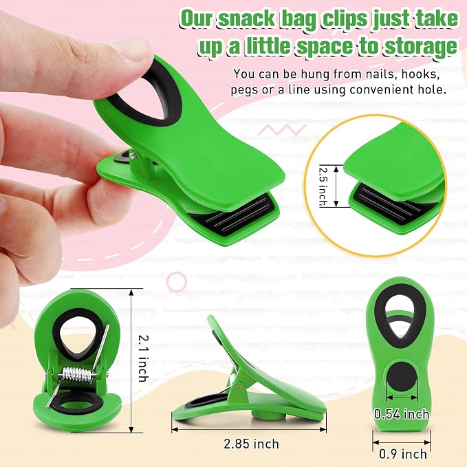 Chip Bag Clips, 12 Pack Magnetic Bag Clips for Refrigerator, Green | Kitchen Clips for Snack and Food, Office, Fridge, Cloth Pins, Garden, Airtight Seal Grip, Easy Open, Strong Hold Design - Image 3