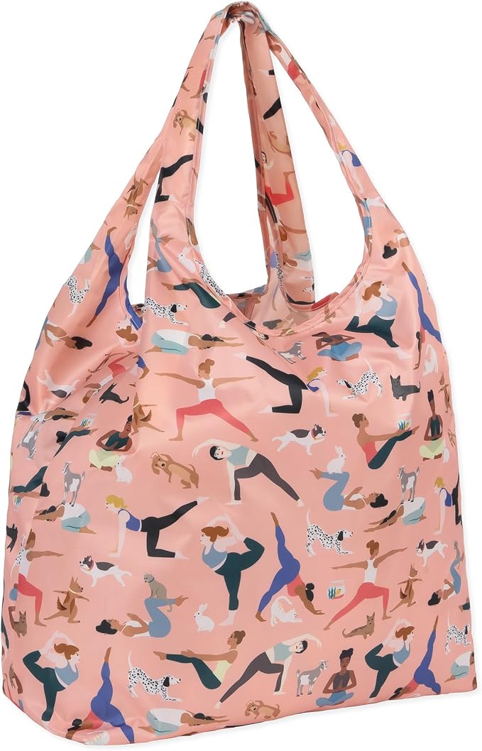 Bumkins Reusable Grocery Shopping Tote Bag for Women, Large Boho Style with Handles, Foldable, Washable, Shoulder Straps by Bumkins