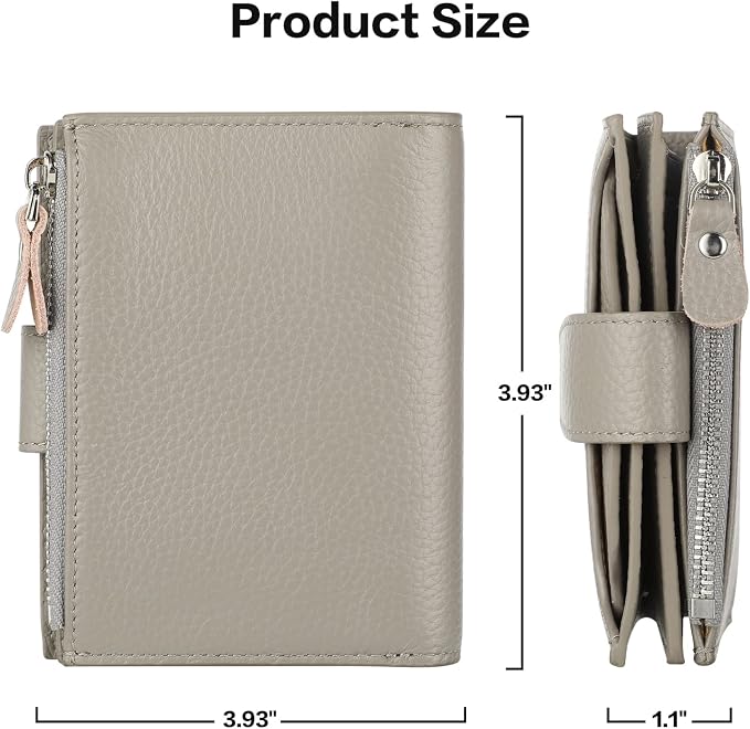 Small Compact Women Wallet RFID Blocking Genuine Leather Bifold Purse with ID Windows - Image 5