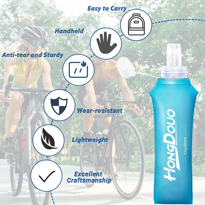 2 Packs Soft Flask, 17oz/500ml TPU Collapsible Soft Water Bottle for Hydration Pack, Running Vest, BPA-Free Folding Water Bottles for Hiking Cycling Climbing Running Outdoor Sports - Image 7