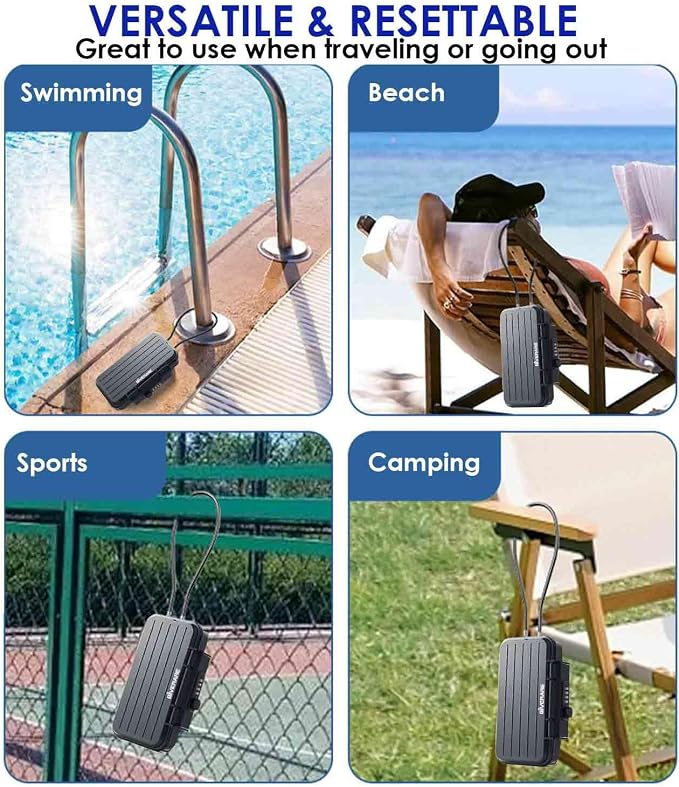 Portable Lock Box, 4-Digit Combination Safe Boxes with Detachable Cable, Anti-Theft Security Lockbox Outdoor, Small Resettable Personal Password Cash Case for Travel, Hotel, Dorm, Beach, Gym - Image 6