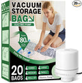 FUNFERY 20 Pack Vacuum Seal Bags for Clothing Travel,Vacuum Storage Bags with Pump,Compressing Packing Bag for Clothes,Blankets,Comforters,Home Storage,Space Saving Bag for Moving Supplies-Combo Set by FUNFERY