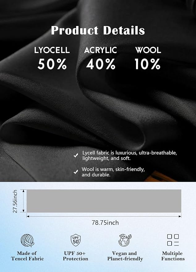 Women's Wool Blend Travel Scarf Lightweight Breathable Wrap Pashmina Airplane Blanket Shawl - Image 6