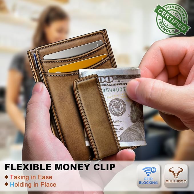 BULLIANT Magnetic Slim Leather Pocket Wallet Money Clip For Men 12Cards | RFID Blocking | Easy Access | Gift Boxed - Image 5