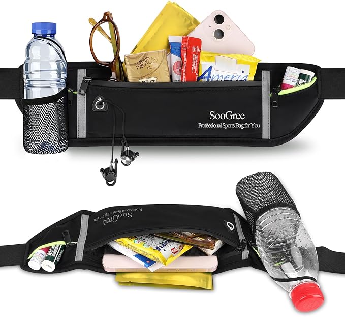 SooGree Slim Running Belt Sport Fanny Pack for Women Men,Reflective Waist Pack Runner Pouch Belt, Zipper Waterproof Running Phone Holder Jogging Pouch for Phone Money (GSP8806 Black) - Image 3