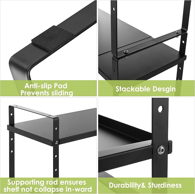 Across-Star Expandable Cabinet Shelf Organizer Rack, Stackable Kitchen Counter Storage Shelves Stand, Adjustable Height Pantry Shelf Spice Rack (Black, 1 Pack) - Image 7