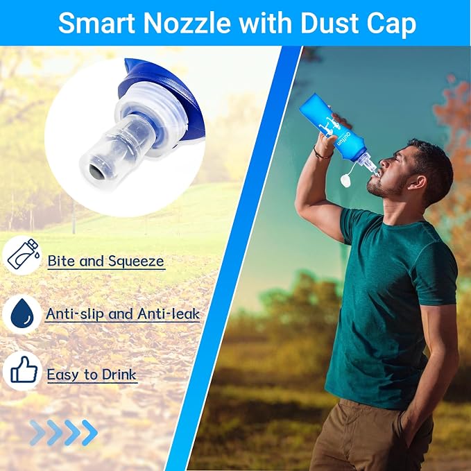 2 Pack Soft Water Bottle, TPU Collapsible Flask Foldable Bottles for Hydration Pack, BPA-Free, Running Lightweight Water Bottle for Outdoor Sports like Hiking Cycling Climbing Running (17OZ/500ml) - Image 2