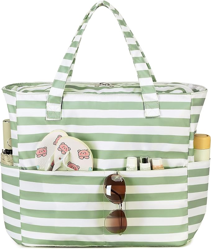 LEDAOU Beach Bag Waterproof Sandproof Women Beach Tote Pool Bag with Zipper for Swim Gym Grocery Travel with Wet Pocket | Sandproof by LEDAOU