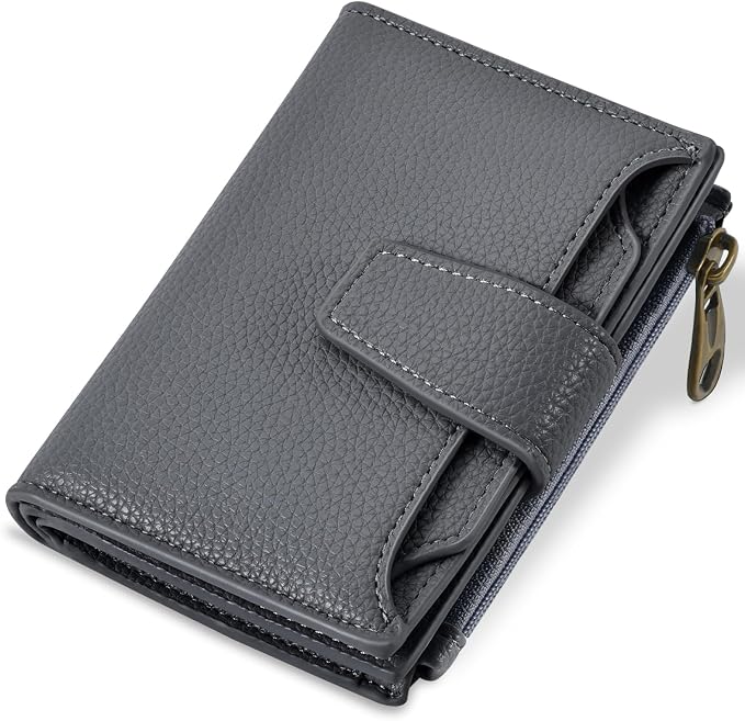 Small Wallet Women RFID Blocking Soft Leather Bifold Compact Card Holder Wallet for Women with Zipper Coin Pocket 4 ID Window by Airkit