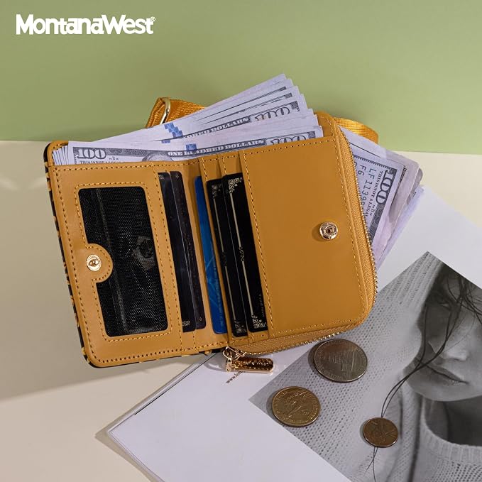 Montana West Small Sunflower Wallet for Women Female Ladies with a Detachable Wristlet Women's Wallet with Rfid Blocking Lining Minimalist Lightweight & Easy to Carry MWC-4201BK - Image 2