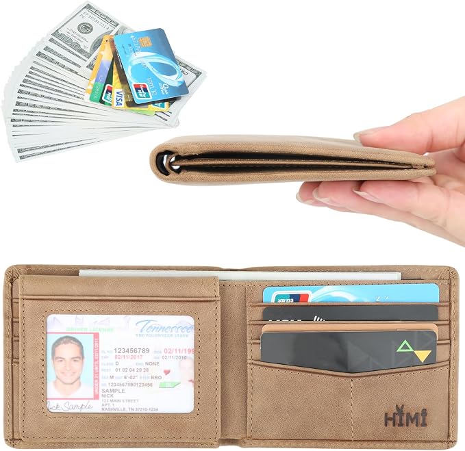 HIMI Wallet for Men-Genuine Leather RFID Blocking Bifold Stylish Wallet With 2 ID Window - Image 2