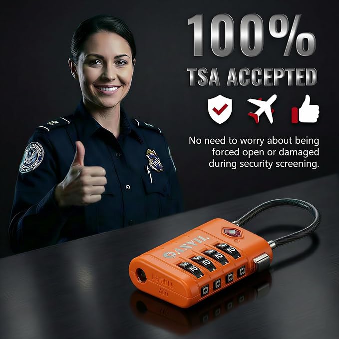 ANVIL TSA Approved Luggage Locks with Search Alert Indicator, 4-Digit Combination Suitcase Lock, Advanced TSA008 Core Heavy Duty Anti-Theft Travel Lock for Double Zippers, Backpacks - Image 5
